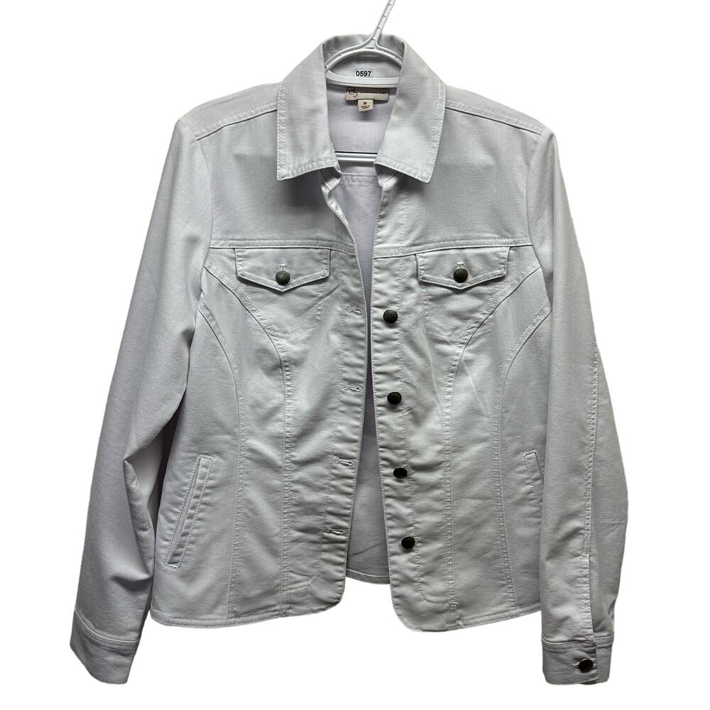 NWOT, Cb Established 1962 Women’s Sz M White Denim w/Pockets Button Down Jacket